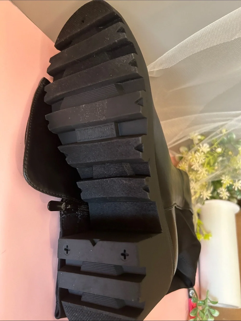 Dream Pairs Black Knee High Chunky Lug Sole Boots